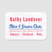 赤くおよび青の信頼 名札 (正面)