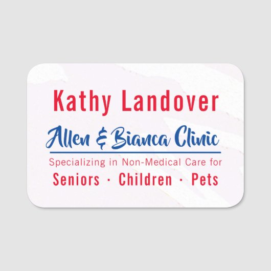 赤くおよび青の信頼 名札 (正面)