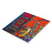 "赤くおよび青の戸口"の装飾的なタイル タイル (側面)