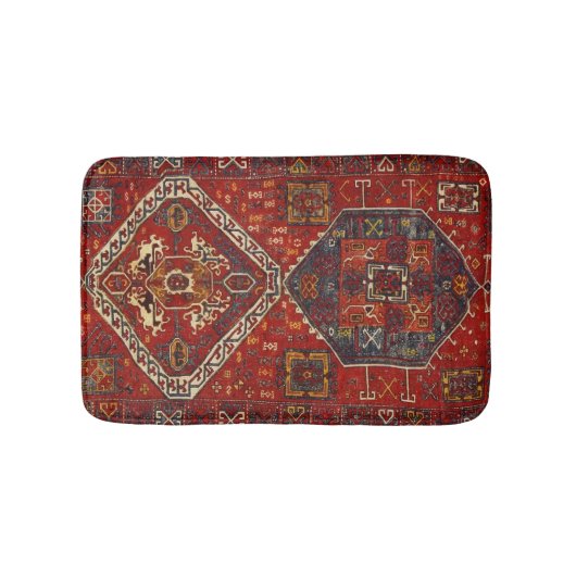 赤くおよび青の東洋の敷物のデザイン バスマット (正面)