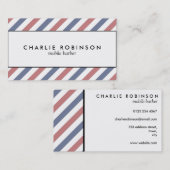 赤くおよび青の理容師のストライプのな名刺 名刺 (正面/裏面)