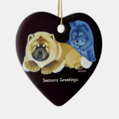 赤くおよび青の食事の子犬のオーナメント セラミックオーナメント (右)