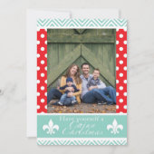 赤くおよび青ルイジアナのケージャンのクリスマスカード シーズンカード (正面)