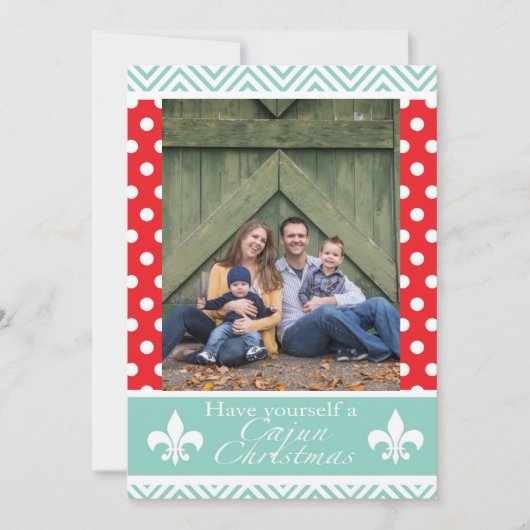 赤くおよび青ルイジアナのケージャンのクリスマスカード シーズンカード (正面)