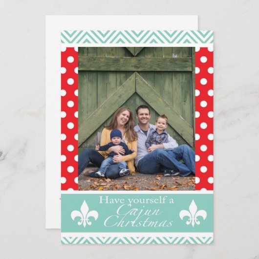 赤くおよび青ルイジアナのケージャンのクリスマスカード シーズンカード (正面/裏面)