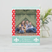 赤くおよび青ルイジアナのケージャンのクリスマスカード シーズンカード (スタンド正面)