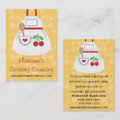 赤くおよび黄色のさくらんぼのハートのエプロン名刺 名刺 (正面/裏面)