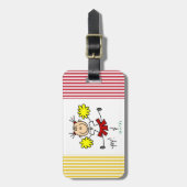 赤くおよび黄色のチアリーダーのTシャツおよびギフト ラゲッジタグ (正面縦)