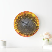 赤くおよび黄色のヒマワリの柱時計 ラージ壁時計 (ホーム)