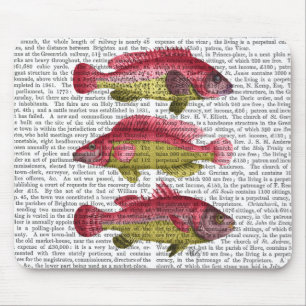 赤くおよび黄色のファンタジーの魚のトリオ マウスパッド