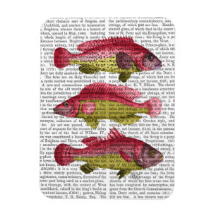 赤くおよび黄色のファンタジーの魚のトリオ マグネット