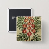 赤くおよび黄色の花が付いているシダ 缶バッジ (正面&裏面)