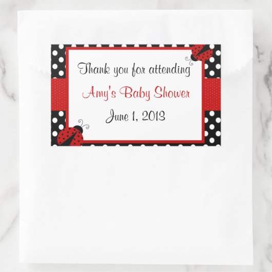 赤くおよび黒いてんとう虫はステッカー感謝していしています 長方形シール (バッグ)