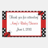 赤くおよび黒いてんとう虫はステッカー感謝していしています 長方形シール (正面)