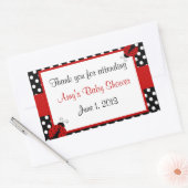 赤くおよび黒いてんとう虫はステッカー感謝していしています 長方形シール (封筒)