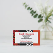 赤くおよび黒いアニマルプリントのシマウマおよびヒョウ 名刺 (スタンド正面)