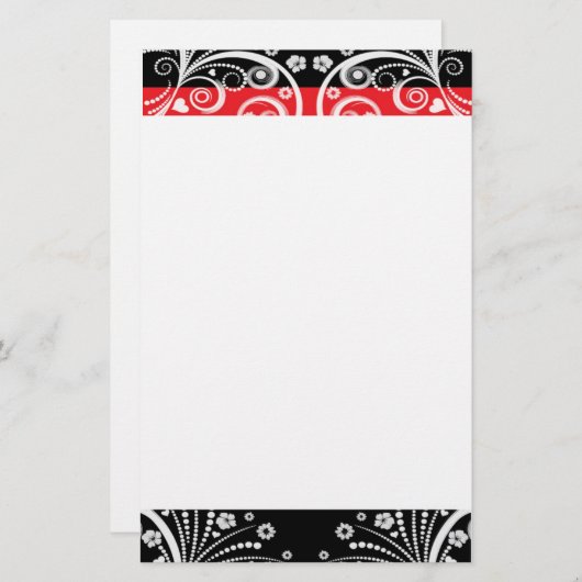 赤くおよび黒いエレガント 便箋 (正面/裏面)