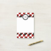 赤くおよび黒いオンドリの鶏パターン ポストイット (デスク上)