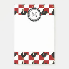 赤くおよび黒いオンドリの鶏パターン ポストイット