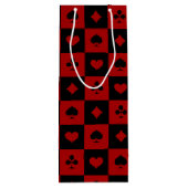 赤くおよび黒いカジノのトランプのポーカーのトランプパターン ワインギフトバッグ (裏面)