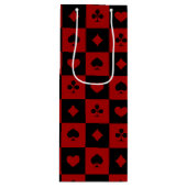 赤くおよび黒いカジノのトランプのポーカーのトランプパターン ワインギフトバッグ (正面)