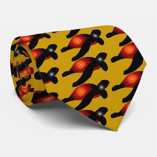 赤くおよび黒いカメのタイ(マスタードの黄色) ネクタイ (ロール)