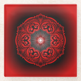 赤くおよび黒いガラスコースター ガラスコースター