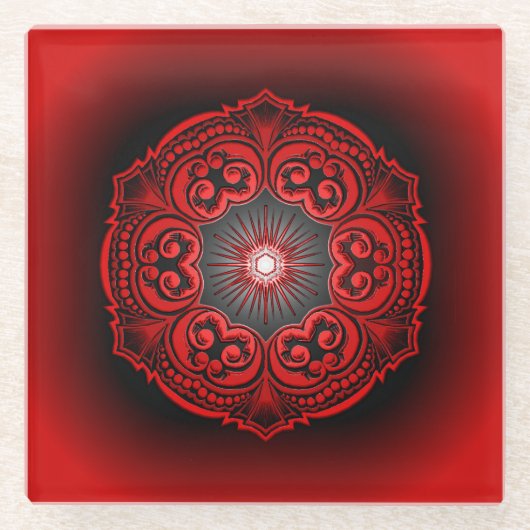 赤くおよび黒いガラスコースター ガラスコースター (正面)