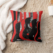 赤くおよび黒いギターの枕 クッション (ブランケット)