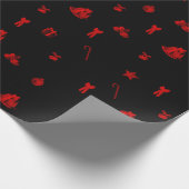 赤くおよび黒いクリスマス-クリスマス ラッピングペーパー (角)