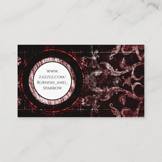 赤くおよび黒いゴシック様式月 名刺 (裏面)