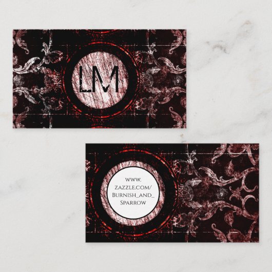 赤くおよび黒いゴシック様式月 名刺 (正面/裏面)