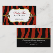 赤くおよび黒いシマウマのプリントの名刺 名刺 (正面/裏面)
