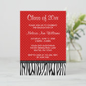 赤くおよび黒いシマウマのポルカの卒業の発表 招待状 (スタンド正面)