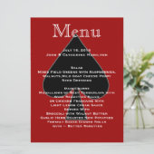 赤くおよび黒いスペードのカスタムな結婚式メニュー メニュー (スタンド正面)