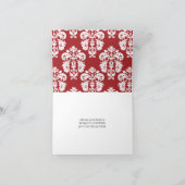 赤くおよび黒いダマスク織のエッフェル塔は感謝していしています サンキューカード (内部)