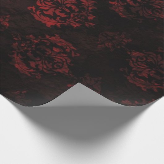 赤くおよび黒いダマスク織のギフト用包装紙 ラッピングペーパー (角)