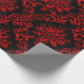 赤くおよび黒いダマスク織のプリント ラッピングペーパー (角)