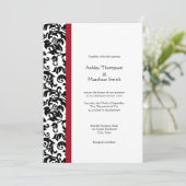 赤くおよび黒いダマスク織の結婚式招待状 招待状 (スタンド正面)