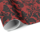 赤くおよび黒いダマスク織パターン ラッピングペーパー (ロールコーナー)