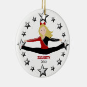 赤くおよび黒いダンスか応援 セラミックオーナメント (右)