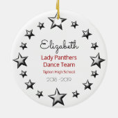 赤くおよび黒いダンスか応援 セラミックオーナメント (裏面)