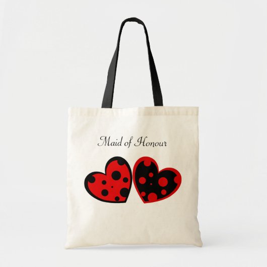 赤くおよび黒いハートのバッグ トートバッグ (正面)