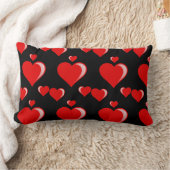 赤くおよび黒いハートのバレンタインデーパターン ランバークッション (ブランケット)