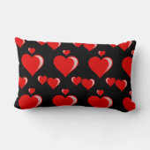 赤くおよび黒いハートのバレンタインデーパターン ランバークッション (裏面)