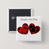 赤くおよび黒いハートボタン 缶バッジ (正面&裏面)