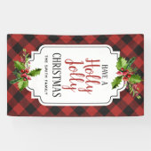 赤くおよび黒いバッファローの格子縞のクリスマス 横断幕 (横)