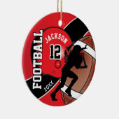 赤くおよび黒いフットボール選手 セラミックオーナメント (右)