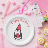 赤くおよび黒いペンギンの誕生日 ペーパープレート (パーティー)
