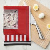 赤くおよび黒いポップコーンの台所タオル キッチンタオル (四つ折り)